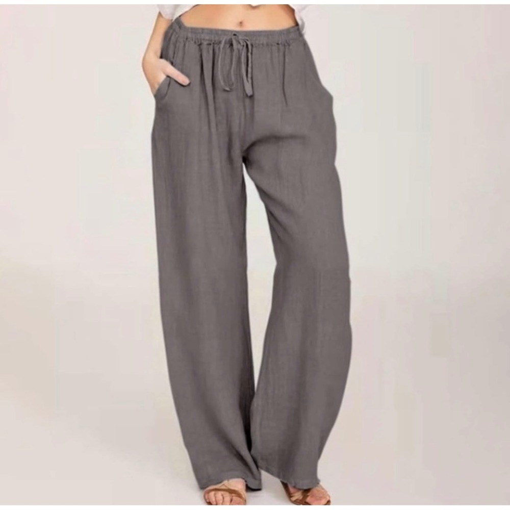 PARACHUTE Charcoal Grey‎ European Linen Drawstring Waist Wide Leg Pants Size XS